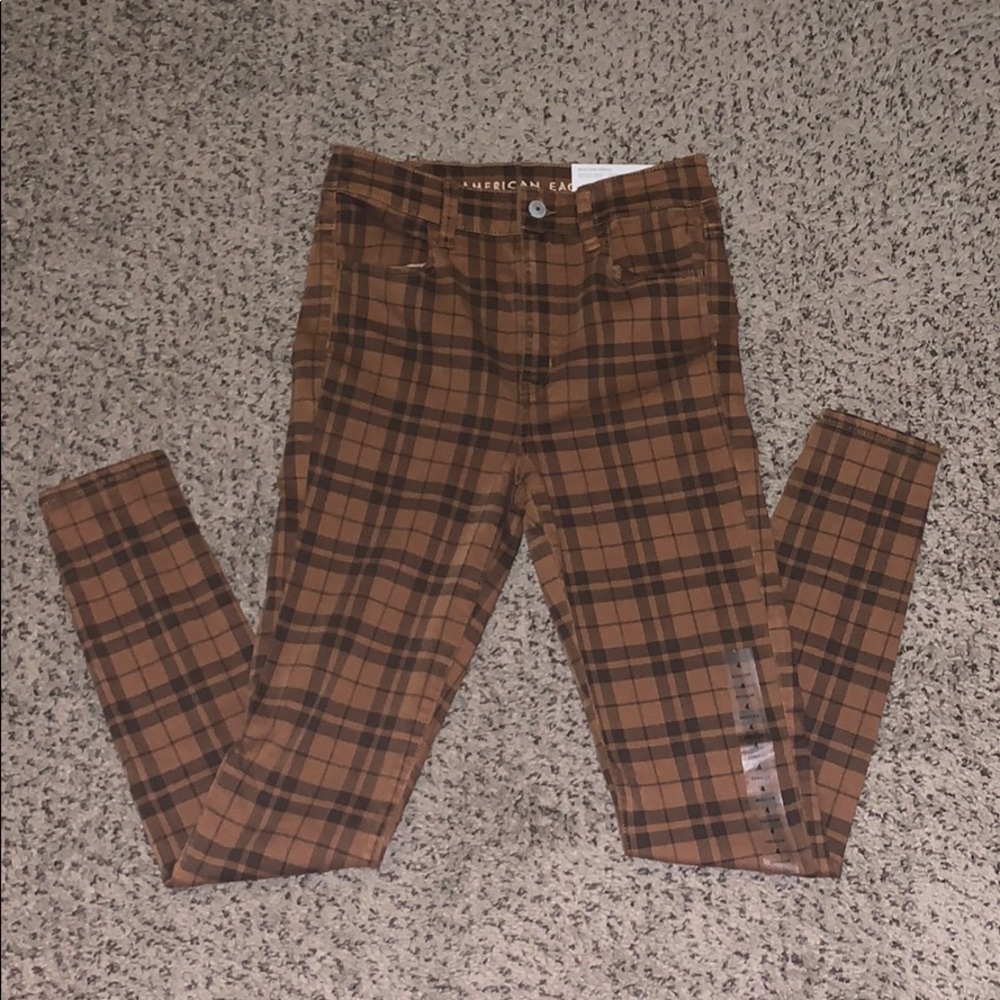 orange flannel skinny jeans